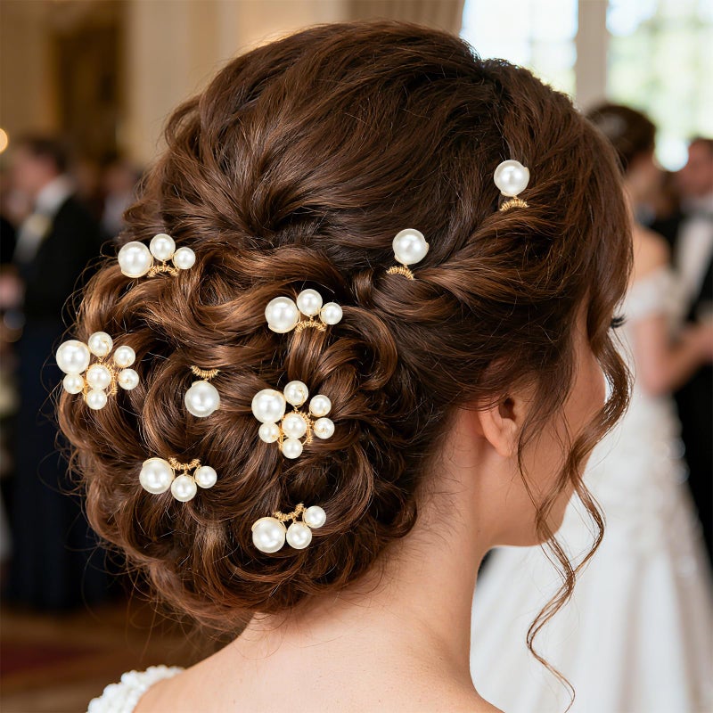 DOPENSPI 14PCS Bridal Hair Accessories, Pearl Hair Pins Handmade Bridal Hairs Pins Wedding Hairpins Pearl Hairs Accessories Elegent Hairclip for Women Girls - Image 3